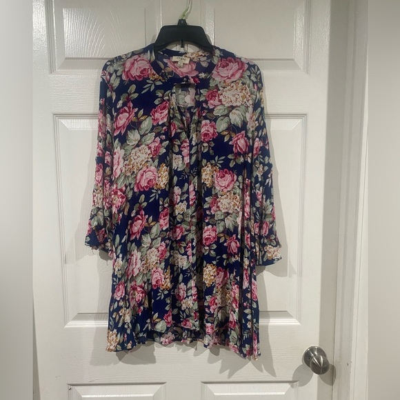 UMGEE 2 Tunic Blouses Size S Tropical Floral Relaxed Casual Boho Flowy Swing Top - Picture 7 of 15